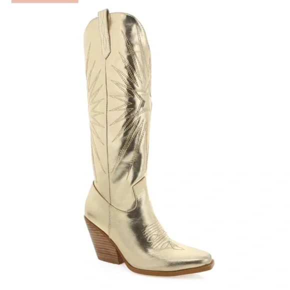 billini constance gold metallic western statement festival cowboy boots size 7 - Picture 9 of 11